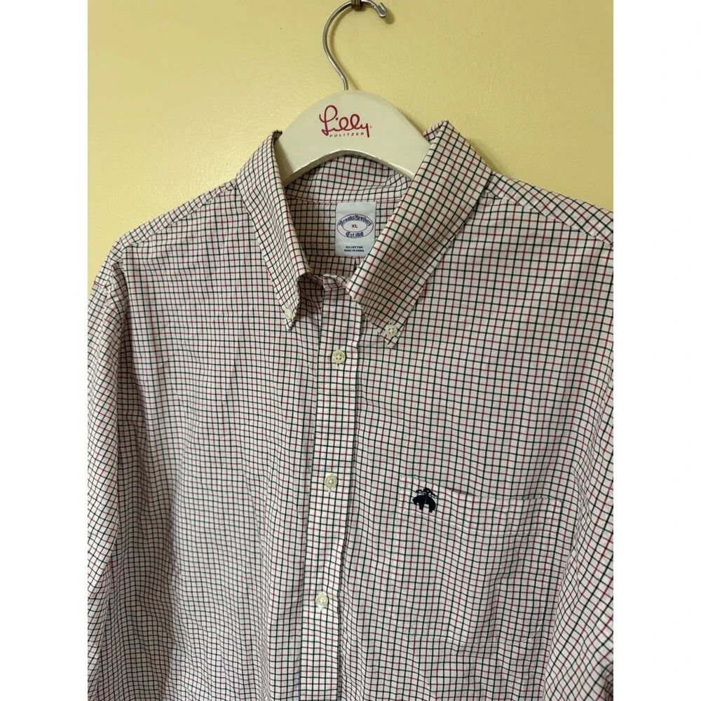 Brooks Brothers Men’s Button Down Dress Shirt Check Plaid Long Sleeve Cotton XL - Picture 3 of 9